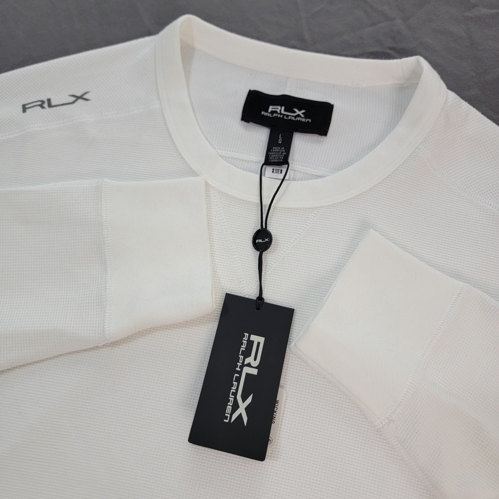RLX Ralph Lauren Mens Large White Golf Waffle Knit Wicking Performance NWT